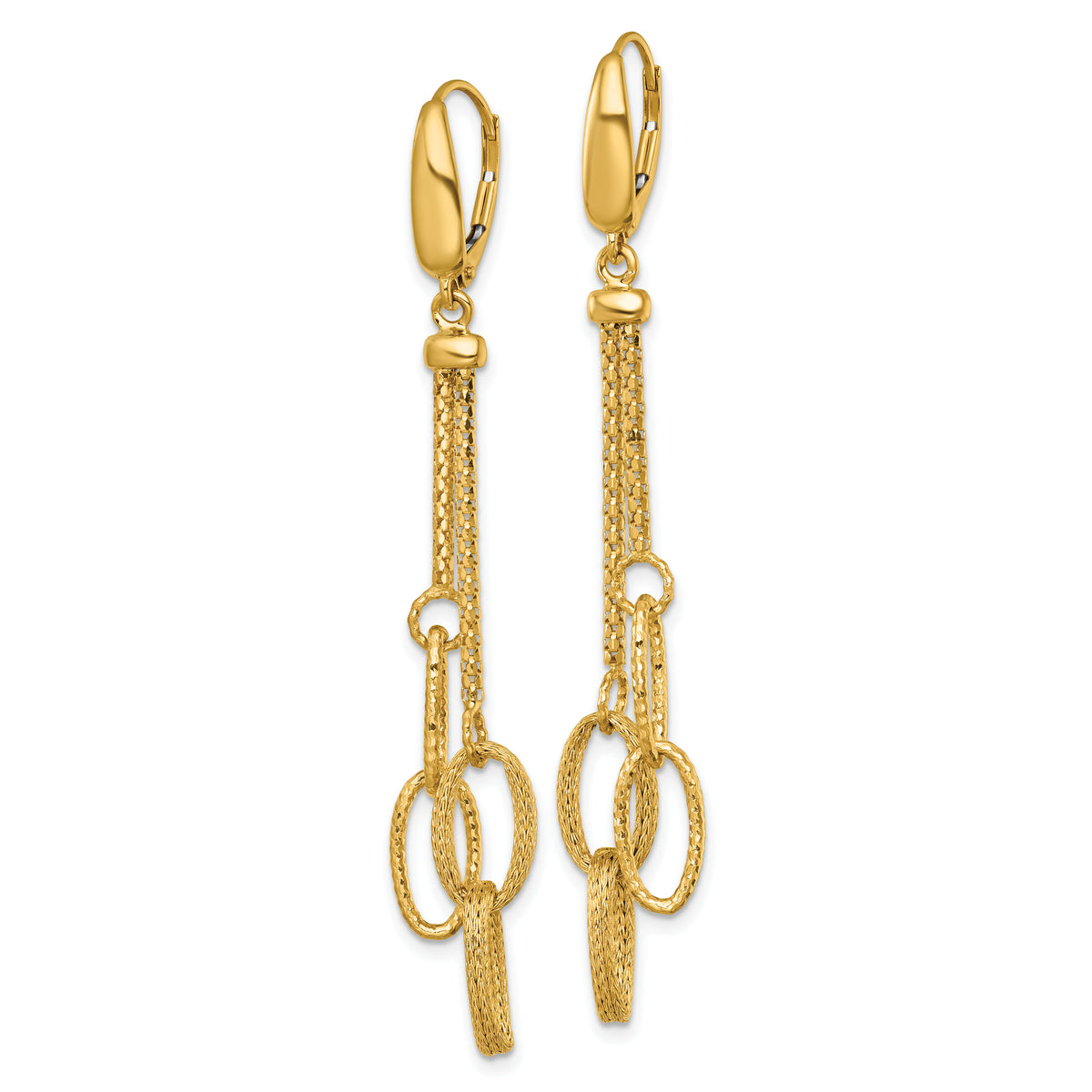 14K Polished and Textured Woven Dangle Leverback Earrings-SF3216E