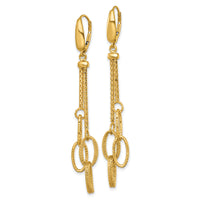 14K Polished and Textured Woven Dangle Leverback Earrings-SF3216E