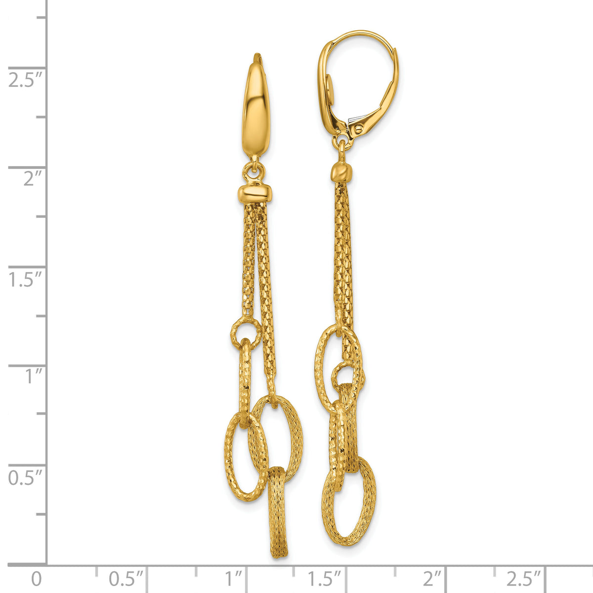 14K Polished and Textured Woven Dangle Leverback Earrings-SF3216E
