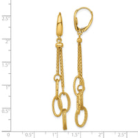 14K Polished and Textured Woven Dangle Leverback Earrings-SF3216E