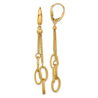 14K Polished and Textured Woven Dangle Leverback Earrings-SF3216E
