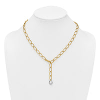 14k Two Tone Polished Fancy Link With Teardrop 10.5mm Lariat Necklace-SF3217-18