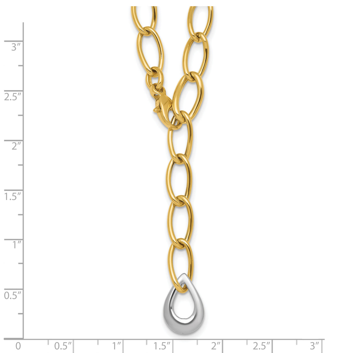 14k Two Tone Polished Fancy Link With Teardrop 10.5mm Lariat Necklace-SF3217-18