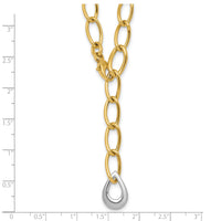 14k Two Tone Polished Fancy Link With Teardrop 10.5mm Lariat Necklace-SF3217-18