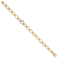 14k Two Tone Polished Fancy Link With Teardrop 10.5mm Bracelet-SF3217-7.75