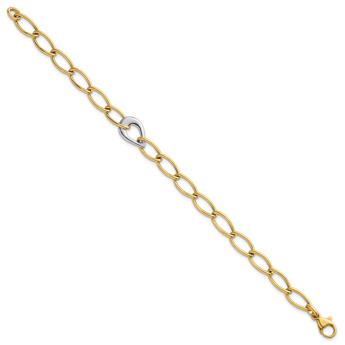 14k Two Tone Polished Fancy Link With Teardrop 10.5mm Bracelet-SF3217-7.75