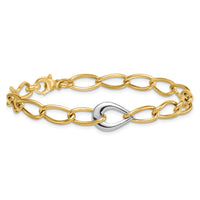 14k Two Tone Polished Fancy Link With Teardrop 10.5mm Bracelet-SF3217-7.75