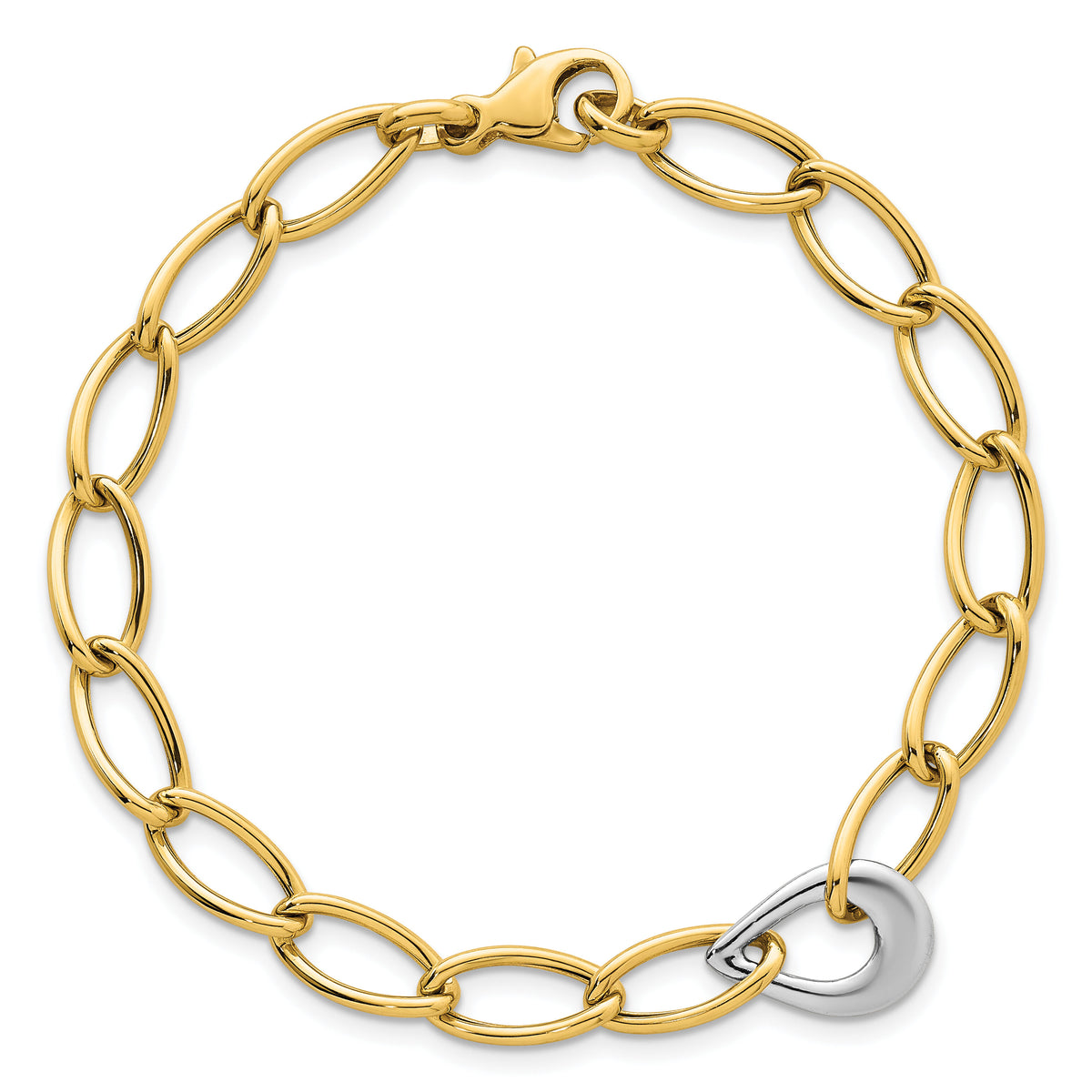 14k Two Tone Polished Fancy Link With Teardrop 10.5mm Bracelet-SF3217-7.75