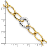 14k Two Tone Polished Fancy Link With Teardrop 10.5mm Bracelet-SF3217-7.75