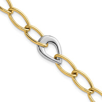 14k Two Tone Polished Fancy Link With Teardrop 10.5mm Bracelet-SF3217-7.75