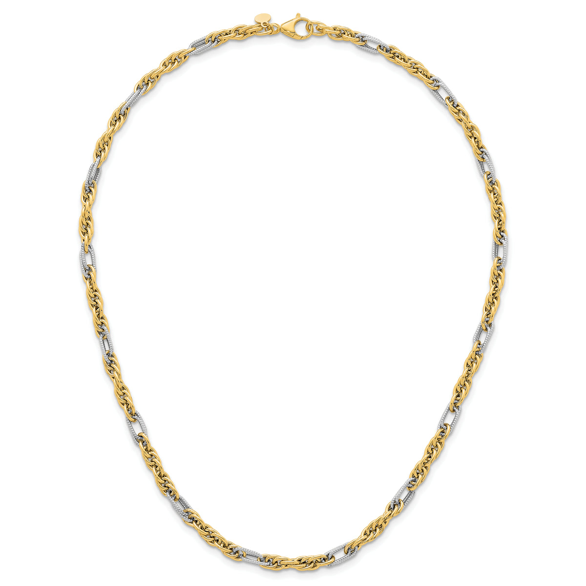 14k w/White Rhodium Polished Fancy Link 18in Necklace-SF3218-18