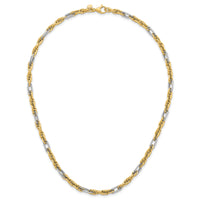 14k w/White Rhodium Polished Fancy Link 18in Necklace-SF3218-18