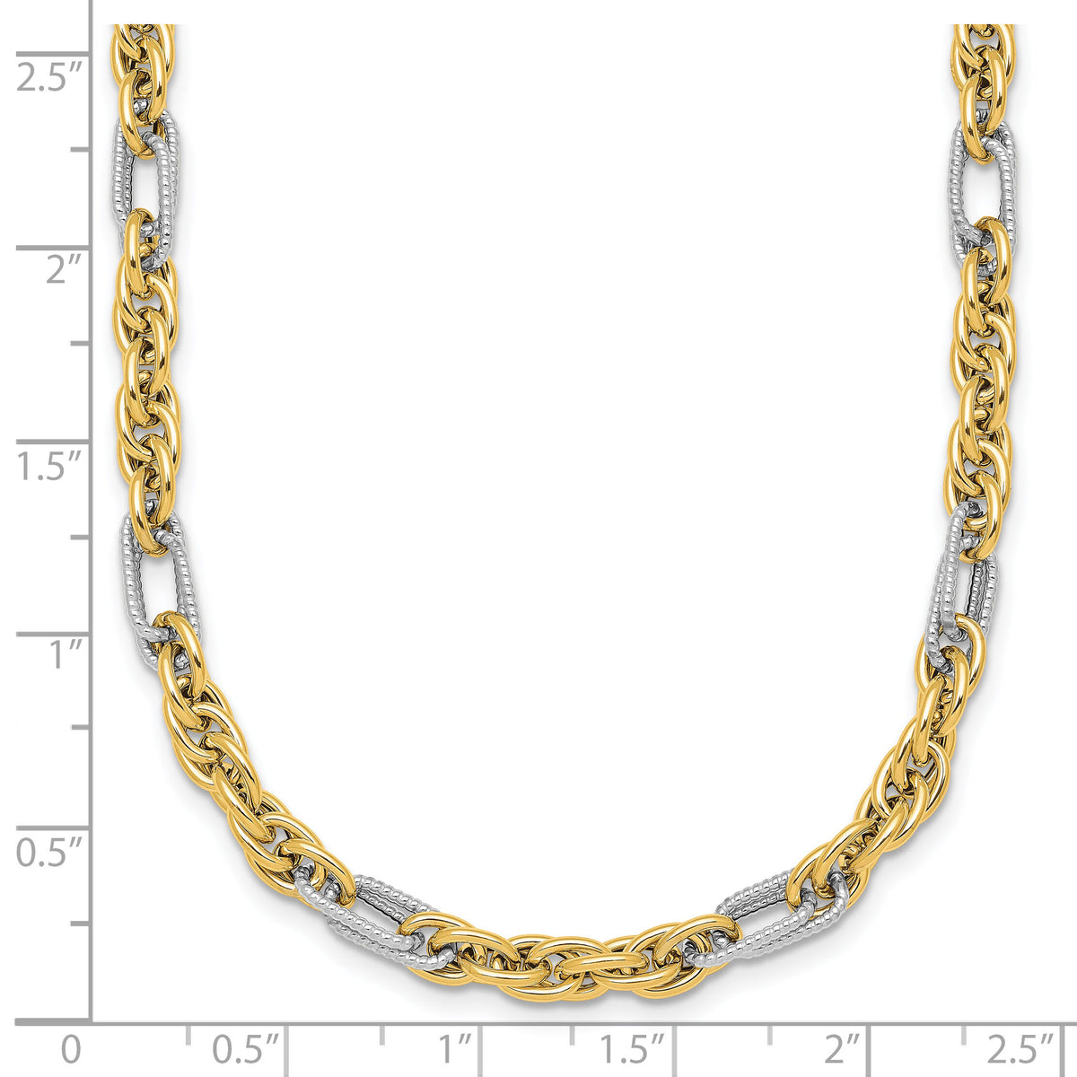 14k w/White Rhodium Polished Fancy Link 18in Necklace-SF3218-18