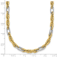 14k w/White Rhodium Polished Fancy Link 18in Necklace-SF3218-18