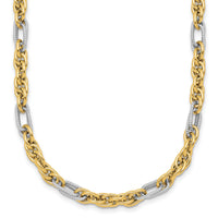 14k w/White Rhodium Polished Fancy Link 18in Necklace-SF3218-18