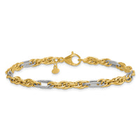 14k w/White Rhodium Polished Fancy Chain 7.5in Bracelet-SF3218-7.5