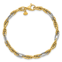 14k w/White Rhodium Polished Fancy Chain 7.5in Bracelet-SF3218-7.5