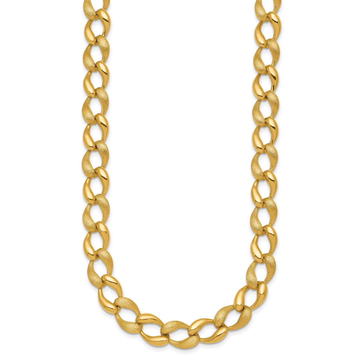 14k Brushed and Polished Fancy Link 9mm Necklace-SF3219-17