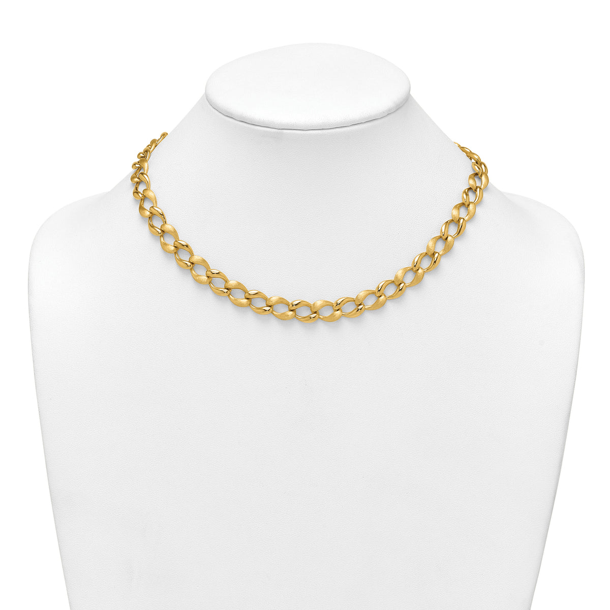 14k Brushed and Polished Fancy Link 9mm Necklace-SF3219-17