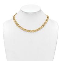 14k Brushed and Polished Fancy Link 9mm Necklace-SF3219-17