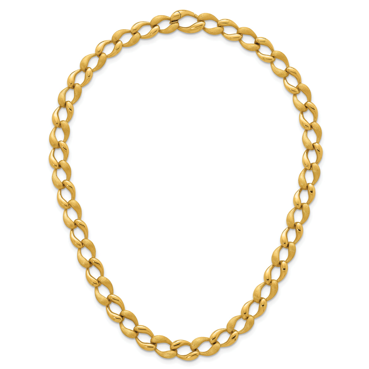 14k Brushed and Polished Fancy Link 9mm Necklace-SF3219-17