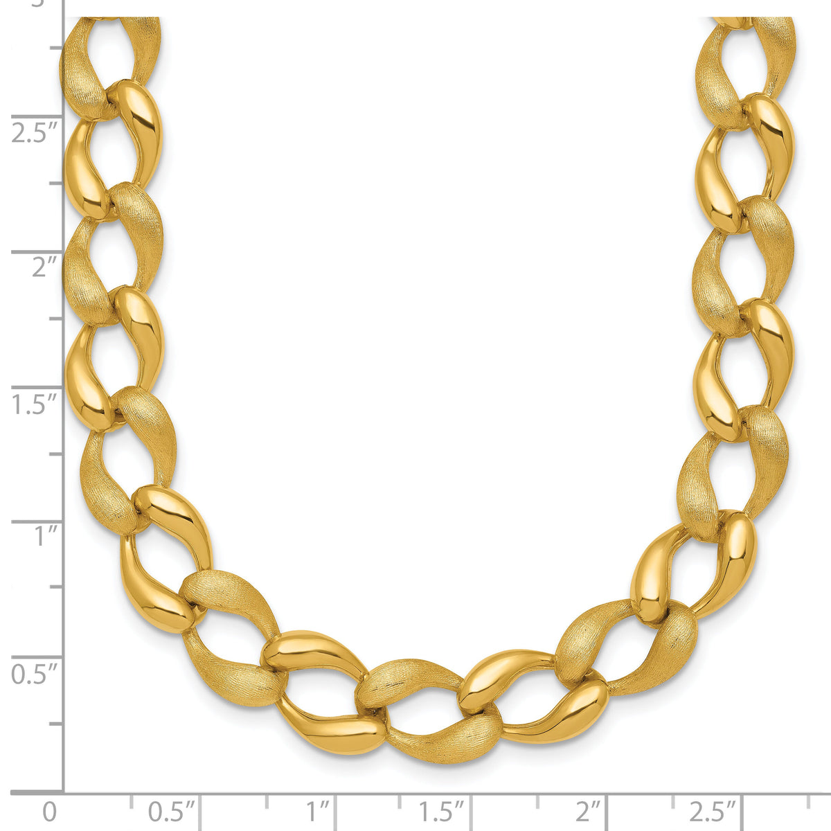 14k Brushed and Polished Fancy Link 9mm Necklace-SF3219-17