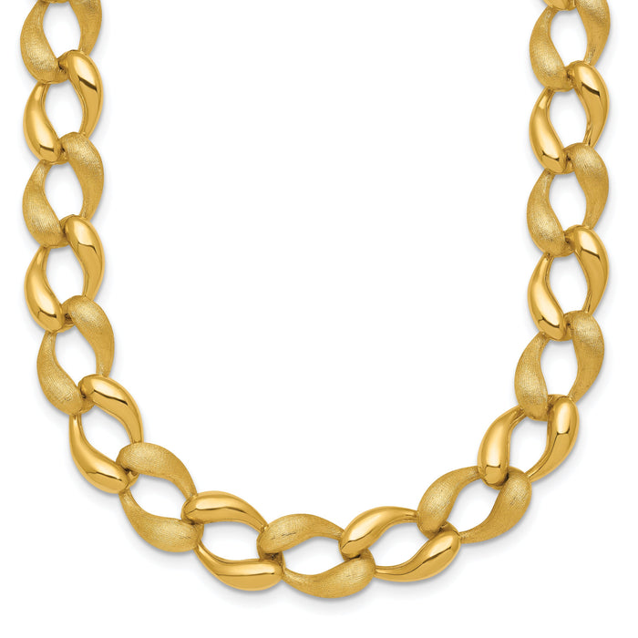 14k Brushed and Polished Fancy Link 9mm Necklace-SF3219-17