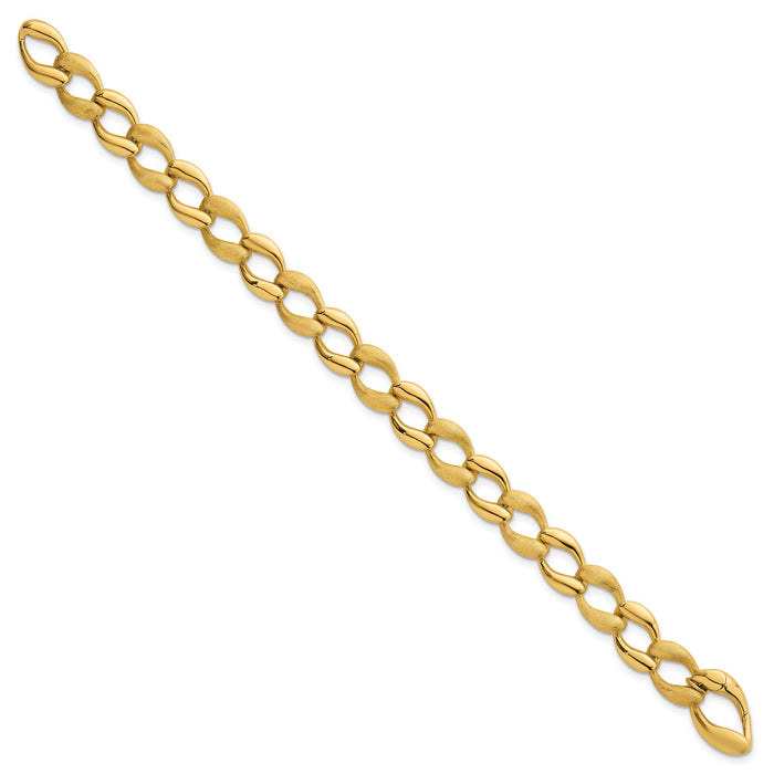 14k Brushed and Polished Fancy Link 9mm Bracelet-SF3219-7