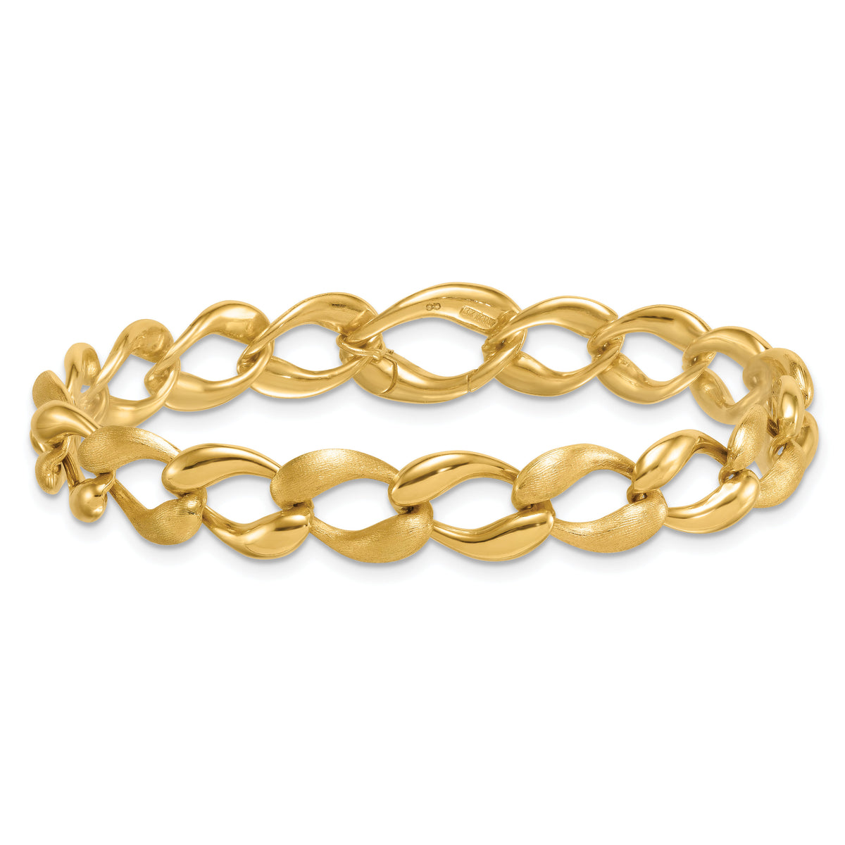 14k Brushed and Polished Fancy Link 9mm Bracelet-SF3219-7