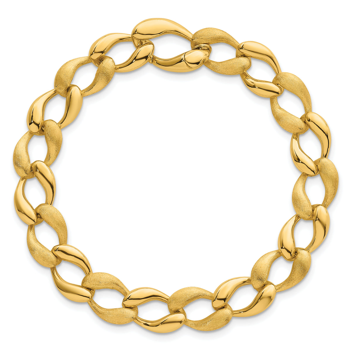 14k Brushed and Polished Fancy Link 9mm Bracelet-SF3219-7