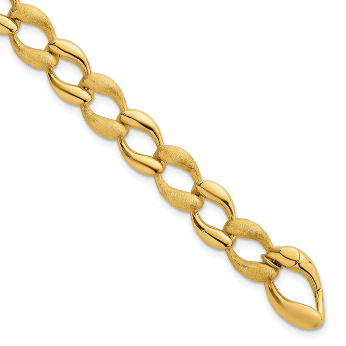 14k Brushed and Polished Fancy Link 9mm Bracelet-SF3219-7