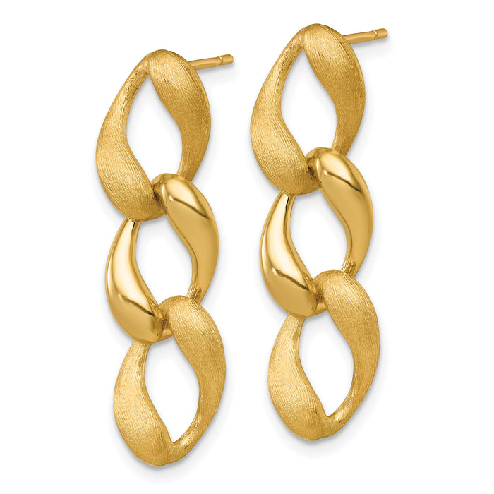 14k Brushed and Polished Fancy Link Post Earrings-SF3219E