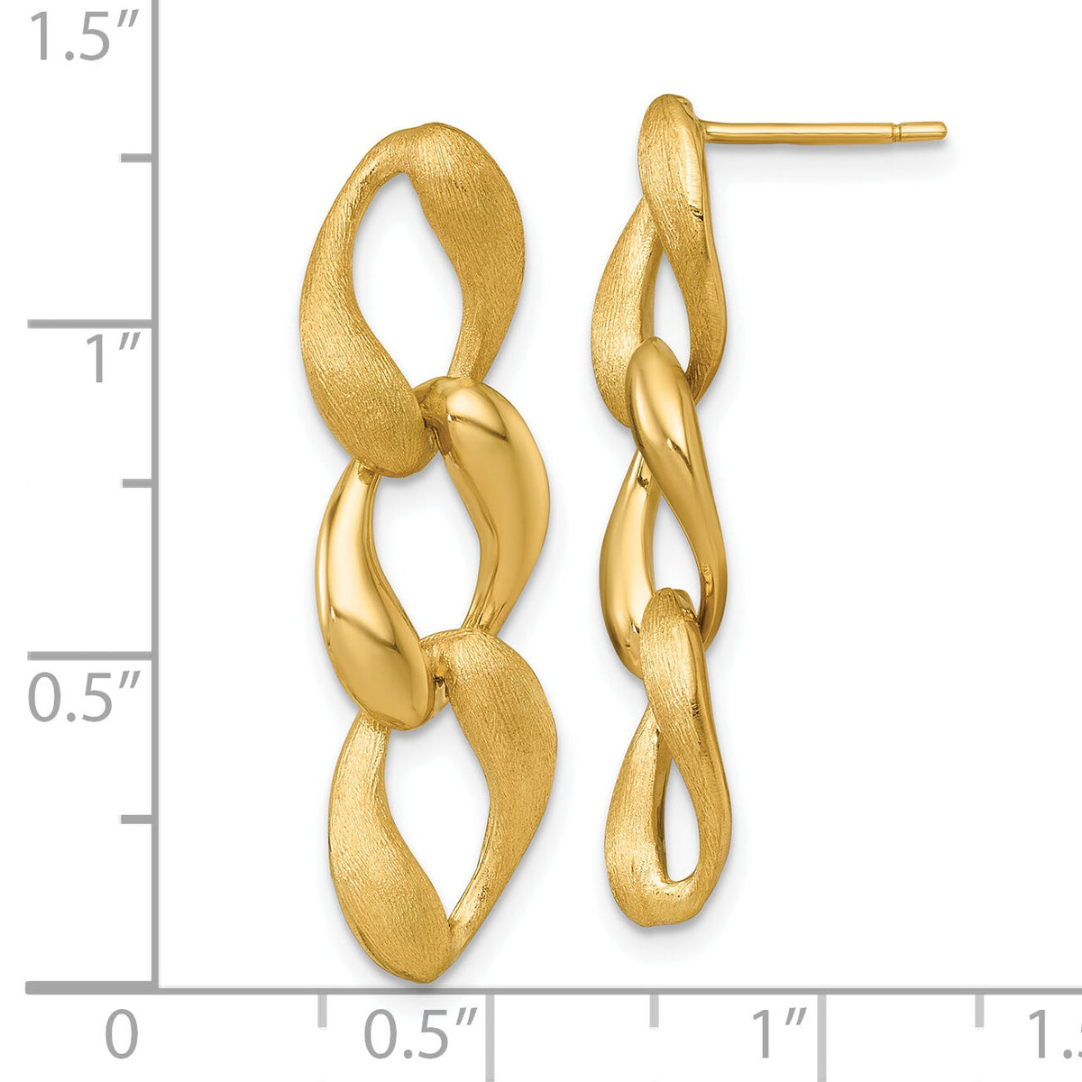 14k Brushed and Polished Fancy Link Post Earrings-SF3219E