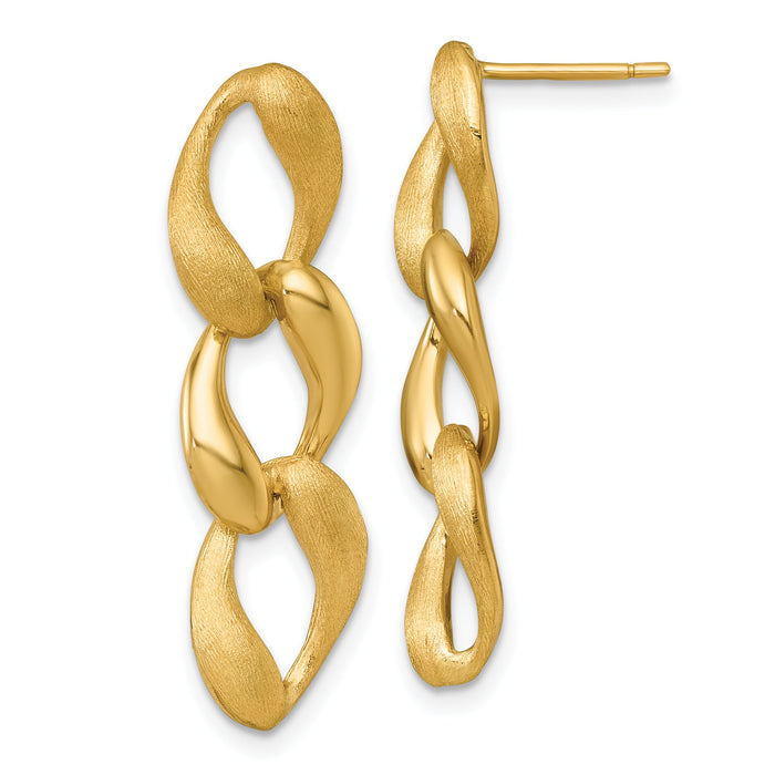 14k Brushed and Polished Fancy Link Post Earrings-SF3219E