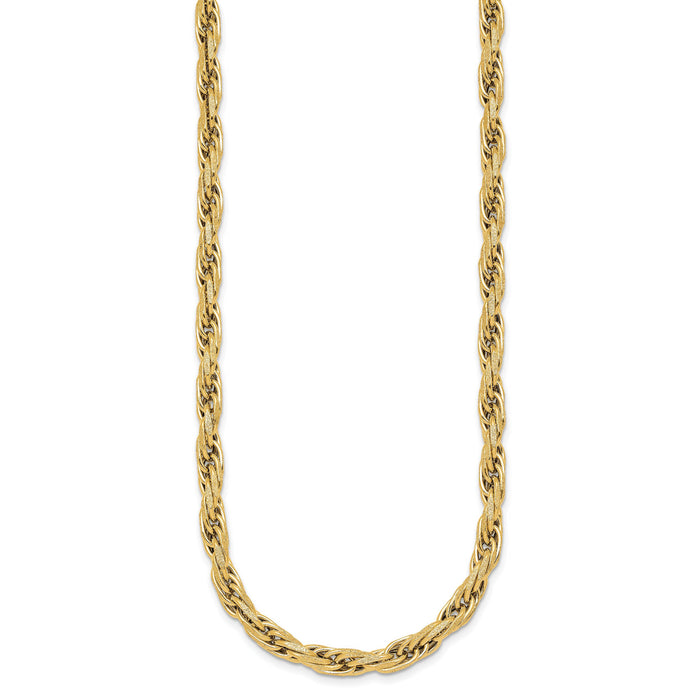 14k Polished And Textured Flat Rope Chain 18.25in Necklace-SF3220-18.25