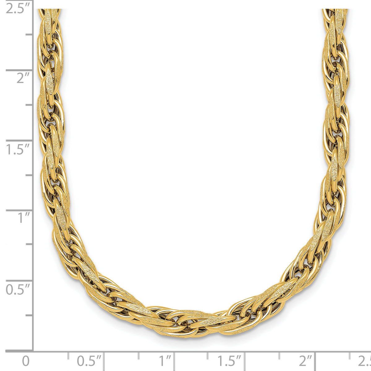 14k Polished And Textured Flat Rope Chain 18.25in Necklace-SF3220-18.25