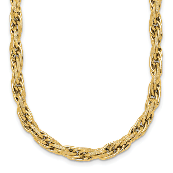 14k Polished And Textured Flat Rope Chain 18.25in Necklace-SF3220-18.25