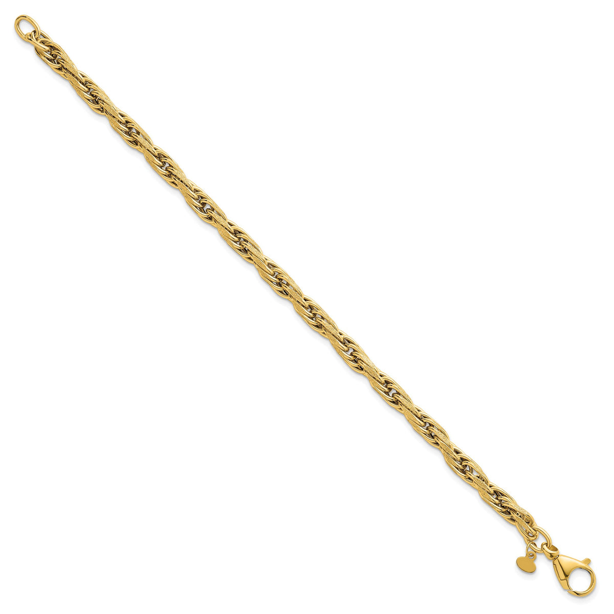 14k Polished And Textured Flat Rope Chain 7.5in Bracelet-SF3220-7.5