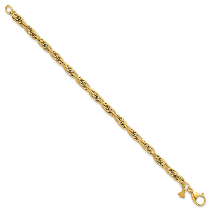 14k Polished And Textured Flat Rope Chain 7.5in Bracelet-SF3220-7.5