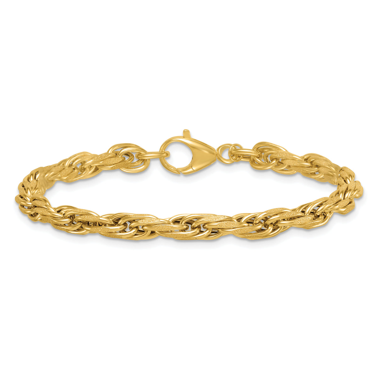 14k Polished And Textured Flat Rope Chain 7.5in Bracelet-SF3220-7.5