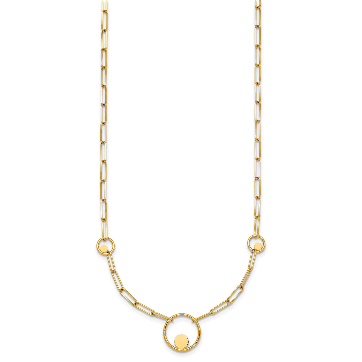 14k Polished Paper Clip Link Circles 16.75in Necklace-SF3222-16.75