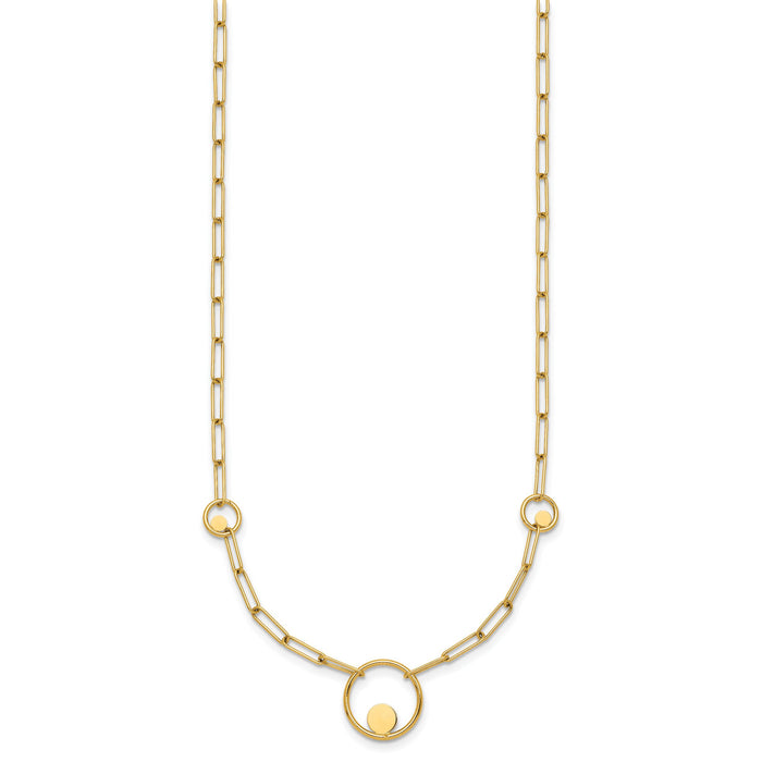 14k Polished Paper Clip Link Circles 16.75in Necklace-SF3222-16.75