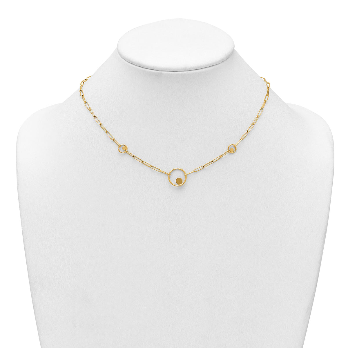 14k Polished Paper Clip Link Circles 16.75in Necklace-SF3222-16.75