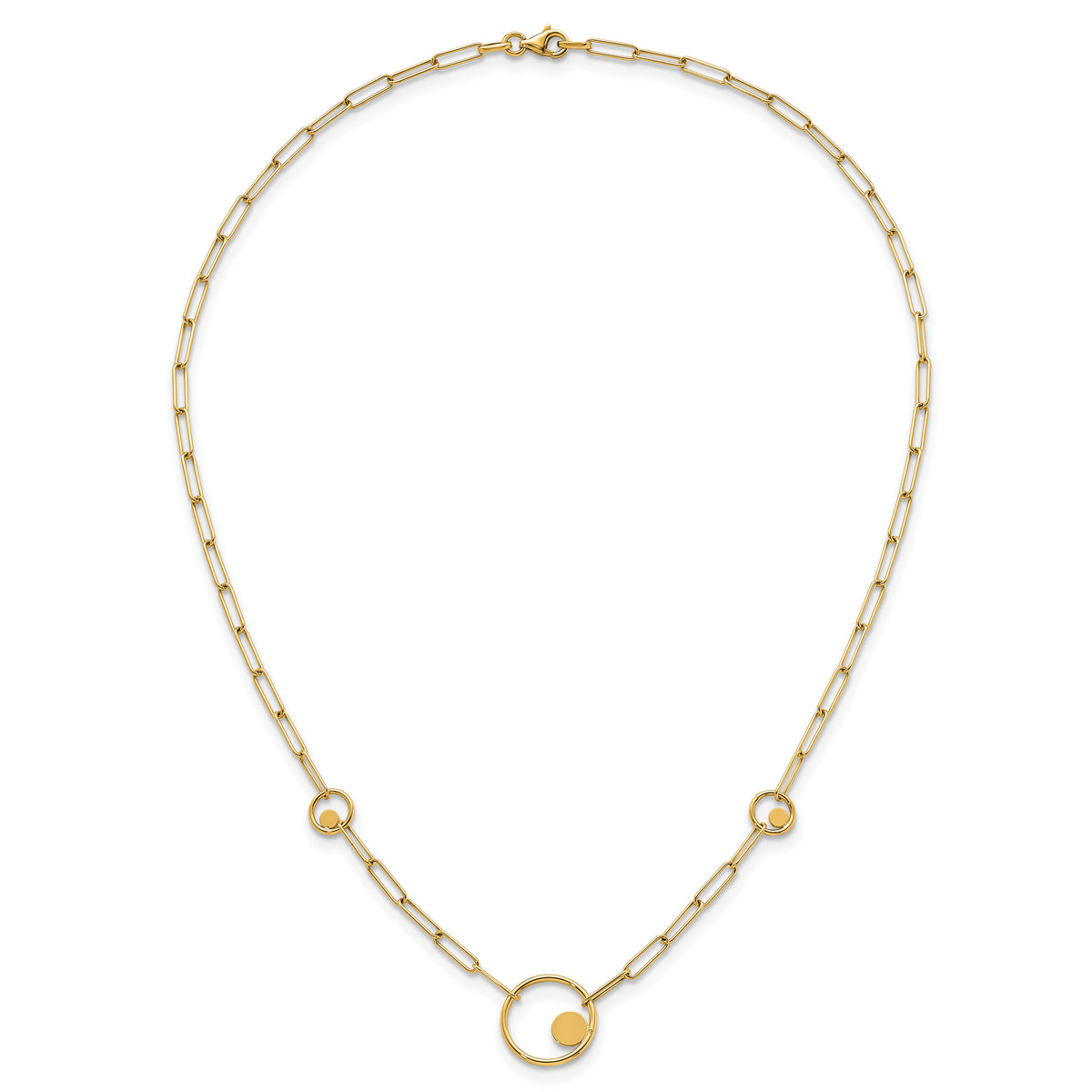 14k Polished Paper Clip Link Circles 16.75in Necklace-SF3222-16.75