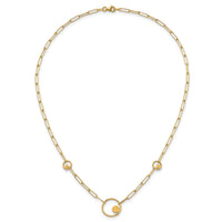 14k Polished Paper Clip Link Circles 16.75in Necklace-SF3222-16.75