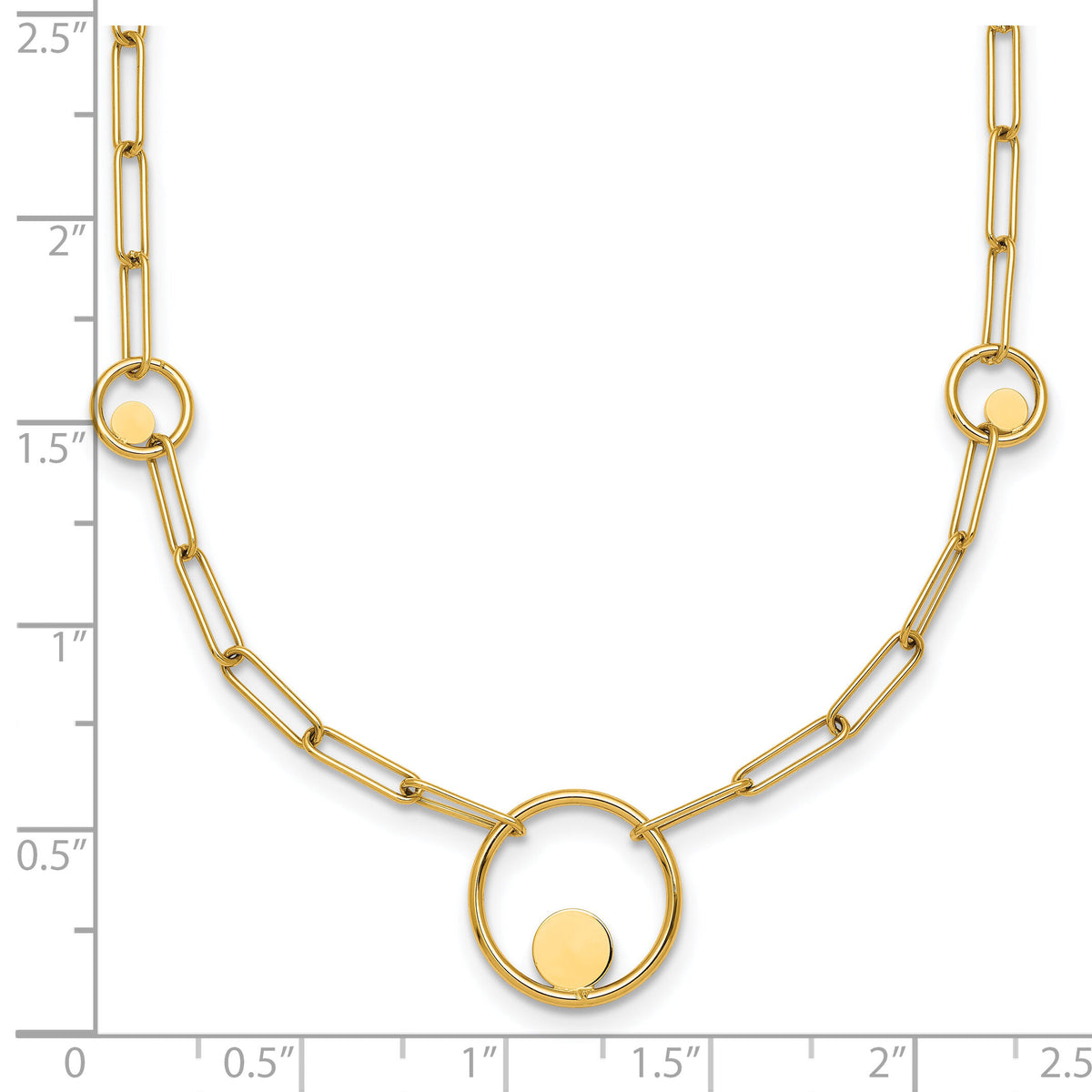 14k Polished Paper Clip Link Circles 16.75in Necklace-SF3222-16.75