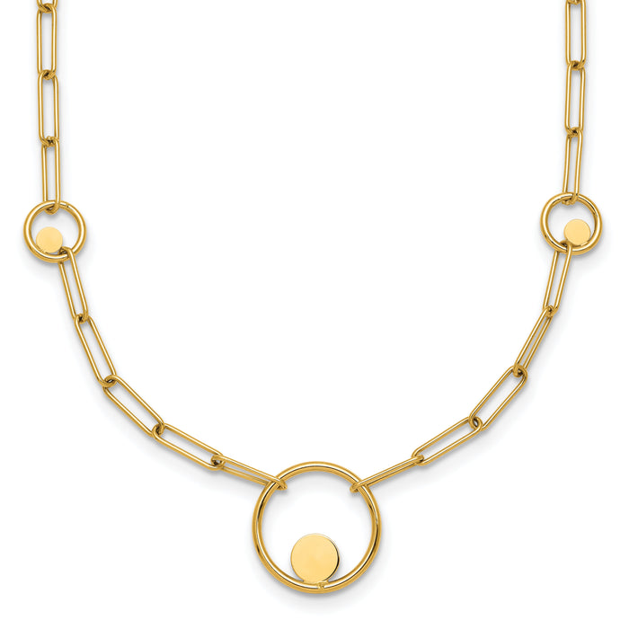 14k Polished Paper Clip Link Circles 16.75in Necklace-SF3222-16.75
