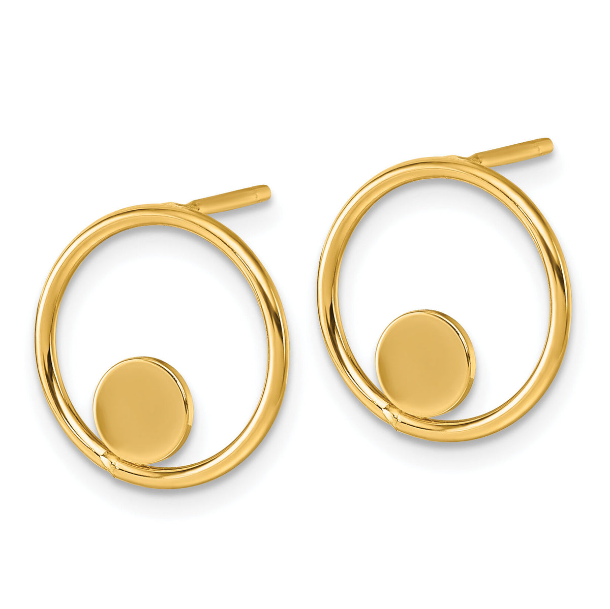 14k Polished Circle Post Earrings-SF3222E