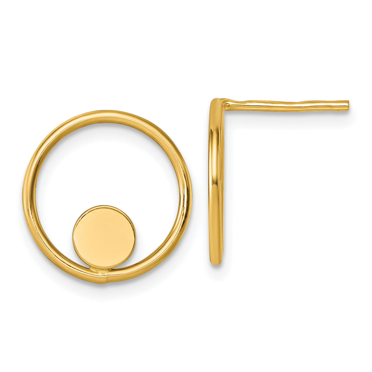 14k Polished Circle Post Earrings-SF3222E