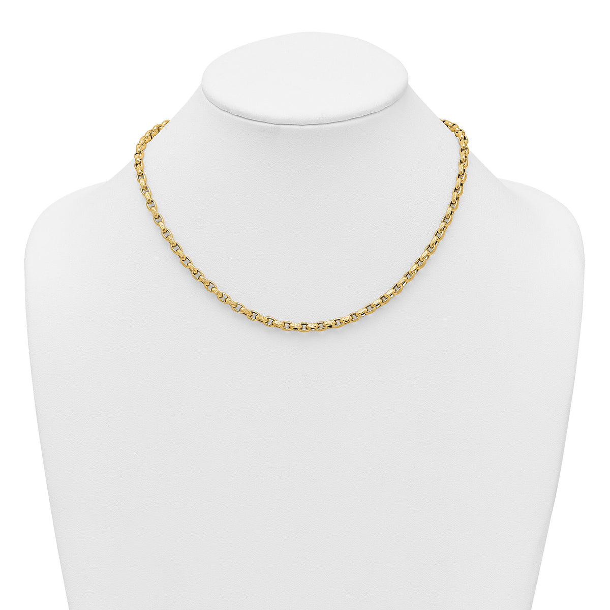 14k Polished 17.25in Fancy Textured Open Link Necklace-SF3223-17.25